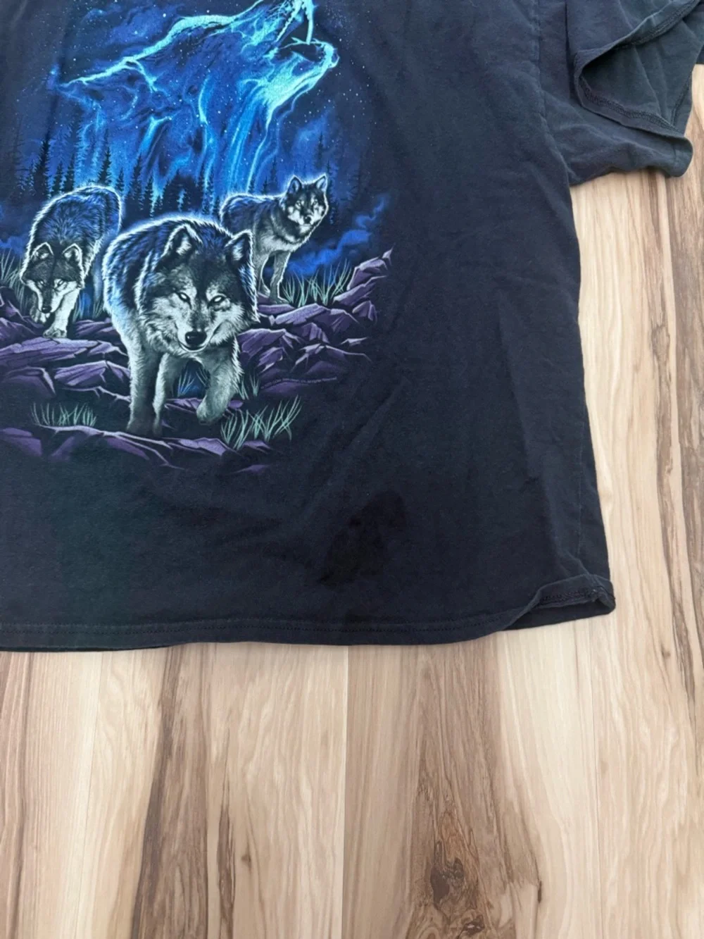 Men's Black Short Sleeve Wolf Graphic Tee Lot W7
